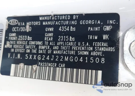 2021 Kia K5 Lx z USA, uszkodzony, nr VIN 5XXG24J22MG041508